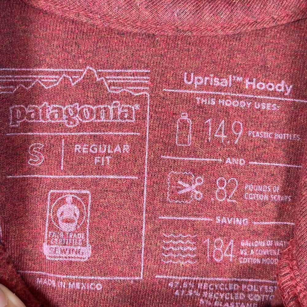 Patagonia Mountain Graphic Uprisal Hoodie Small Red Sunset Stripe Gorpcore V - Picture 6 of 12